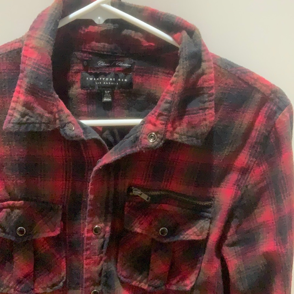 Snap button flannel shirt